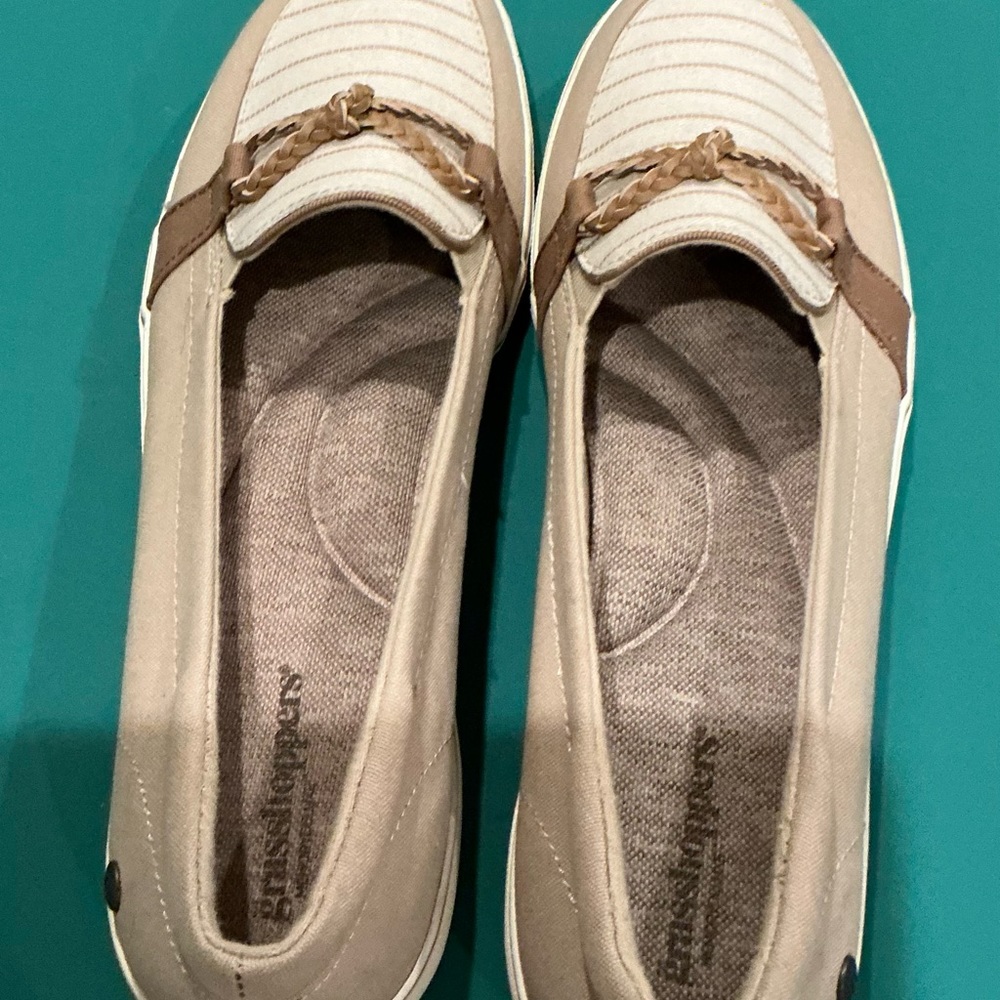 Grasshoppers Striped Loafers Women's Flats - Tan and Cream Size 9 - Picture 5 of 6